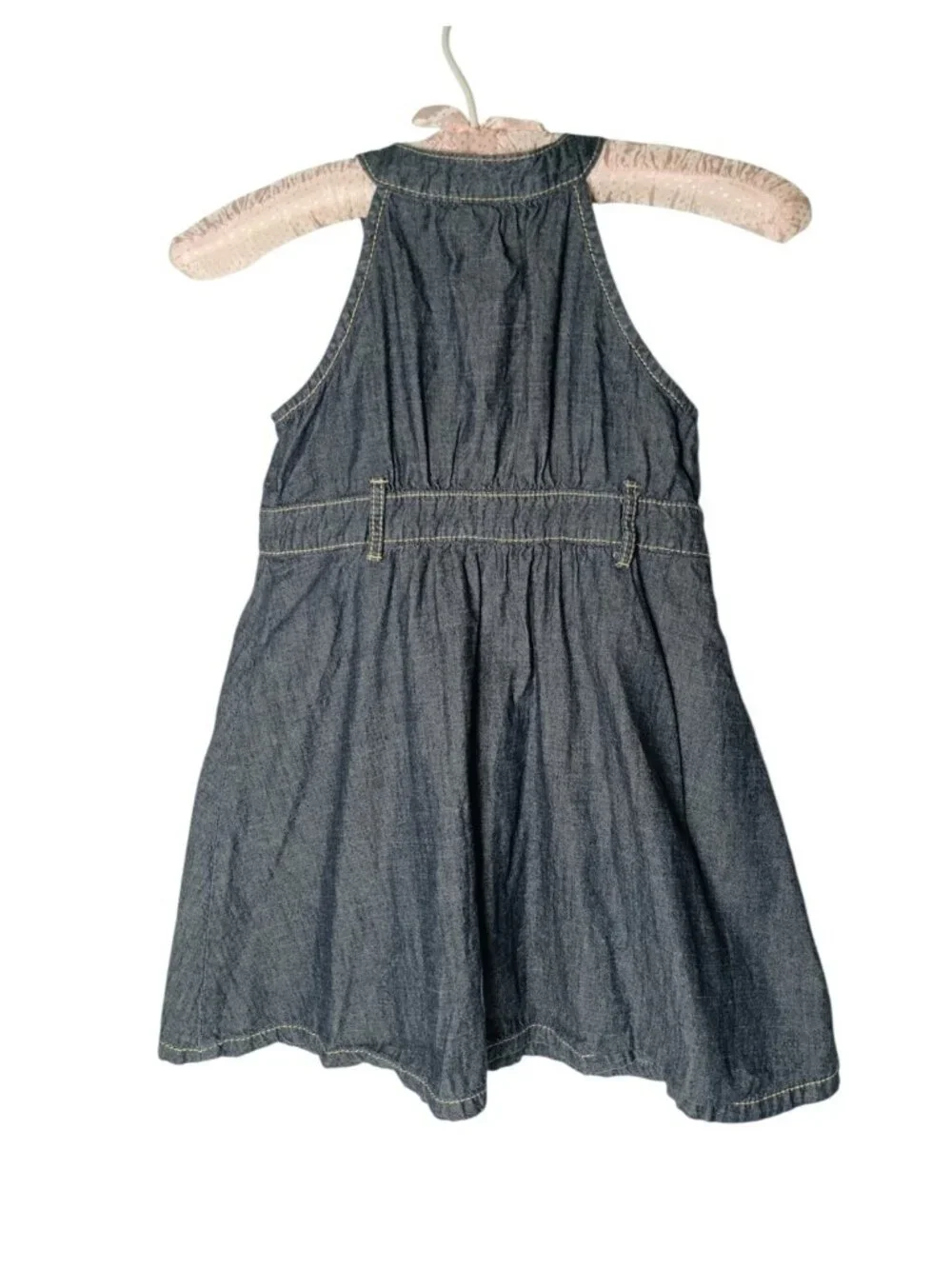 Gymboree Embroidered Floral Chambray Denim Dress Girls 5 Pockets Tulips No Belt